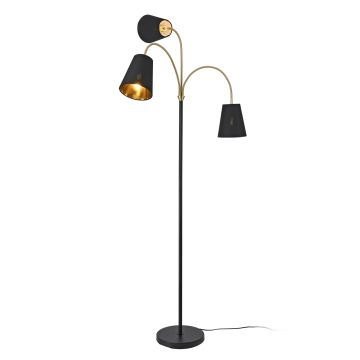 Lampadaire Wycombe avec 3 douille E14 métal polyester hauteur 154 cm noir or lux.pro