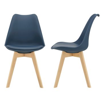 Lot de 2 Chaises de Salle à Manger Fläten Similicuir Hêtre Bleu [en.casa] 