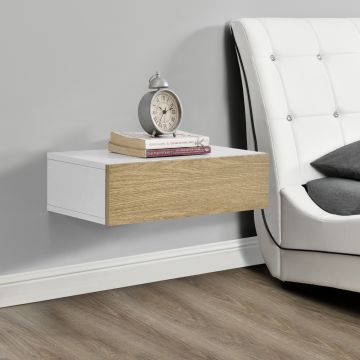 Étagère Murale à Compartiment Fermé Antilles 50x24x12cm Blanc Bois [en.casa]