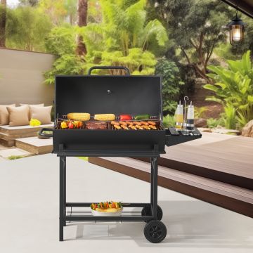 Chariot de barbecue au charbon de bois Armento 95 x 108 x 61 cm noir casa.pro