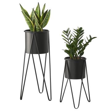 Set de 2 Supports de Plante Hedera Noir [en.casa] 