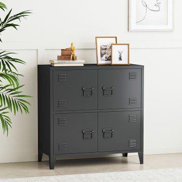 Armoire de bureau métallique Hamina à 4 portes acier 82 x 80 x 40 cm [en.casa]