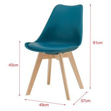 Lot de 4 Chaises de Salle à Manger Fläten Similicuir Hêtre Turquoise [en.casa]