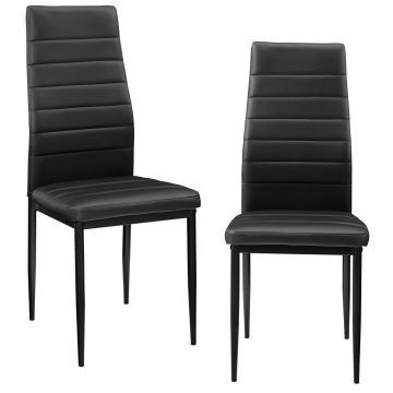 Lot De 2 Chaises De Salle À Manger Similicuir 96 x 43 x 52 cm Noir [en.casa]