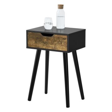 Table de Chevet Östersund 60 x 40 x 30 cm Noir Effet Bois Foncé [en.casa]