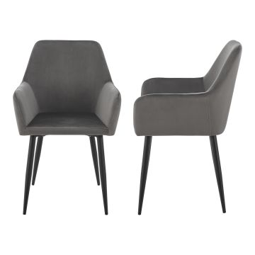 Lot de 2 chaises de salle à manger Hollola 86 x 57 x 56 cm gris foncé [en.casa]