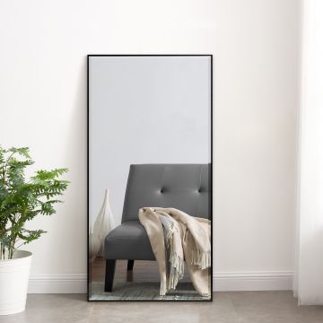 Miroir mural Novoli rectangulaire 102 x 52 cm noir [en.casa]