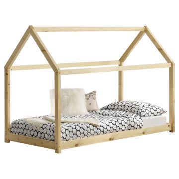 Lit Enfant Design Maison Netstal Pin 90 x 200 cm Bois Naturel [en.casa]