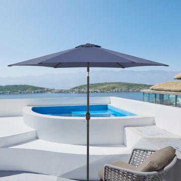 Parasol Altino hexagonal polyester 270 x 235 bleu marine [casa.pro]