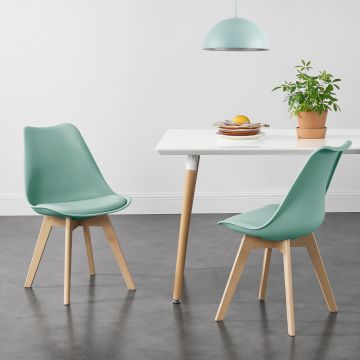 Lot de 2 Chaises de Salle à Manger Fläten Similicuir Hêtre Menthe [en.casa] 