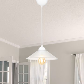 Suspension Hereford en plastique hauteur 48 cm E27 blanc / transparent [lux.pro]