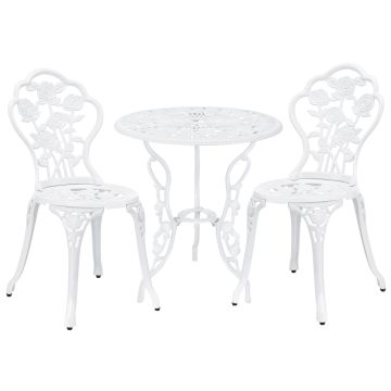 Kit de Bistrot Wakefield Table et Chaises Vintage Fonte Aluminium Blanc Brillant [casa.pro]