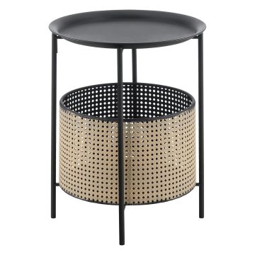 Table Basse Stylée à Plateau Amovible Panier Amovible Table d'appoint Multi-usages pour Bureau Salon Métal Noir Sable [en.casa]