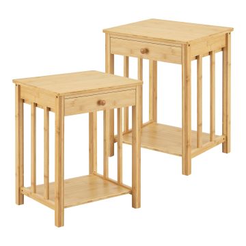 Lot de 2 tables d'appoint Ranua bambou 51 x 40 x 35 cm naturel [en.casa]