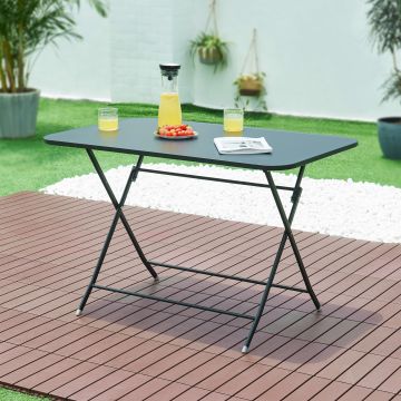 Table de jardin pliante Sande 110 x 70 x 71 cm noir [en.casa]