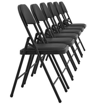 Lot de 6 Chaises de Bureau Chaise de Conférence Chaise de Salon Pliante Chaise Visiteur Similicuir Métal Rembourré 46 cm x 80 cm x 50 cm [pro.tec]