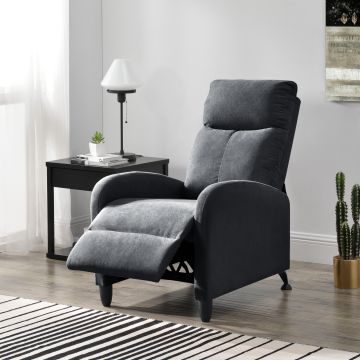 Fauteuil Relaxant Bregenz Inclinable et Repose-Pieds Textile Gris foncé [en.casa]