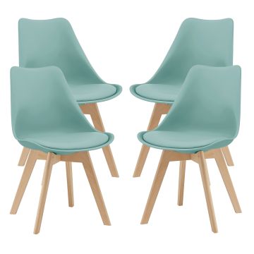 Lot de 4 Chaises de Salle à Manger Fläten Similicuir Hêtre Menthe [en.casa]