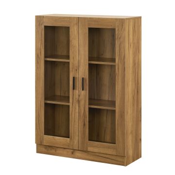 Armoire vitrée Sorø 115 x 80 x 31 cm effet chêne [en.casa]