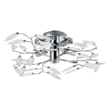 Plafonnier LED Douille E14 15 cm x Ø 47,5 cm Cristal Synthétique Métal Chrome Argent [lux.pro]