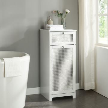 Meuble à linge Karlsøy MDF PVC effet rotin 90 x 38 x 40 cm blanc [en.casa]