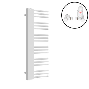 Radiateur sèche-serviettes avec kit de raccordement 80 mm Kviteseid 120 x 50 cm blanc [neu.haus]