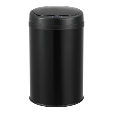 Poubelle à Capteur Acier Inox 30 Litres Noir [en.casa]