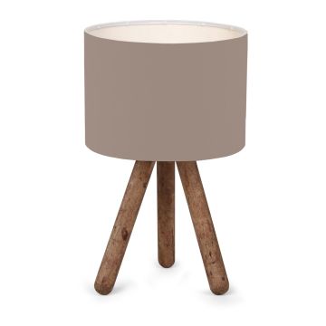 Lampe de bureau Preston E27 hauteur 33 cm bois naturel / sable [lux.pro]