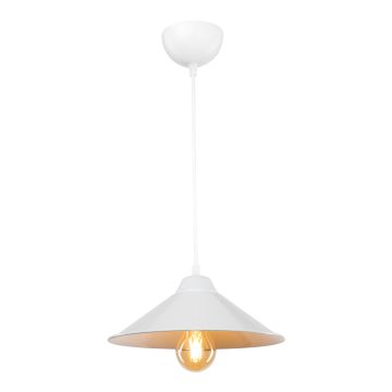 Suspension Hereford en plastique hauteur 48 cm E27 blanc [lux.pro]