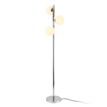 [lux.pro] Lampadaire Métal Verre Douille 3 x E14 154 cm Chrome Blanc 