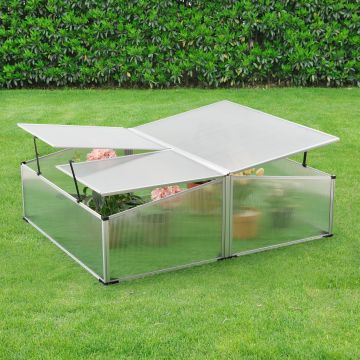 Châssis de Jardin Mossel Double Relevable Polycarbonate 100x120x40 cm [en.casa]