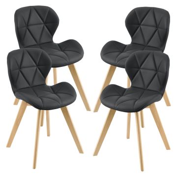 Lot de 4 Chaises Älmhult Similicuir 81 x 57 x 49 cm Noir [en.casa]