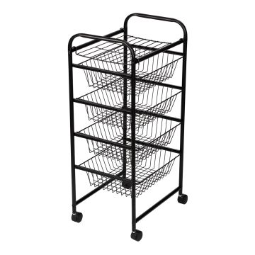 Chariot de cuisine roulant Rudbjerg 87 x 41 x 31,5 cm avec 4 paniers noir [en.casa]