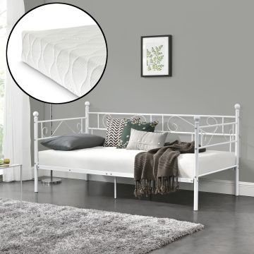 Divan Lit Simple Granda avec Matelas 90 x 200 Couleurs différentes [en.casa]