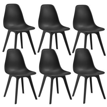 [en.casa] Set de 6 Chaises Design Chaise de Cuisine Chaise de Salle à Manger Plastique Blanc / Noir / Blanc  Noir / Gris  Noir 83 x 54 x 48 cm