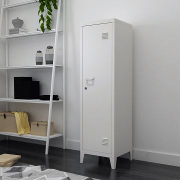 Armoire à casier Kurikka métallique vérouillable 137 x 38 x 38 cm blanc [en.casa]