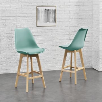 Lot de 6 Tabourets de Bar Lublin Plastique Similicuir Hêtre 105x48x58 cm plusieurs couleurs [en.casa]