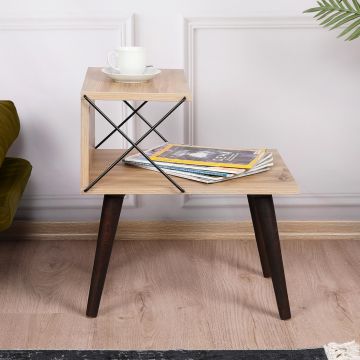 Table d'appoint Bergen avec étagère panneau de particules hêtre 50 x 40 x 55 cm effet bois bois foncé [en.casa]