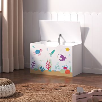 Coffre de rangement Oleiros pour enfant 40 x 60 x 30 cm blanc [en.casa]