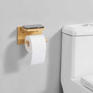 Porte-papier toilette Vallentuna avec porte-téléphone bambou [en.casa]