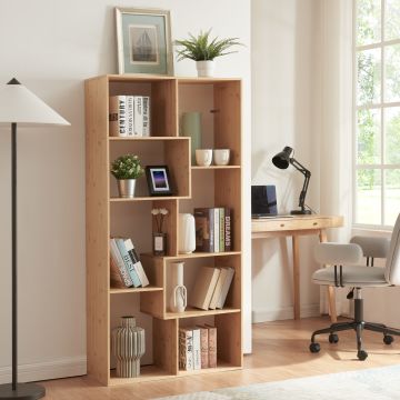 Bibliothèque Hå avec 8 compartiments de rangement bambou 160 x 80 x 30 cm naturel [en.casa]