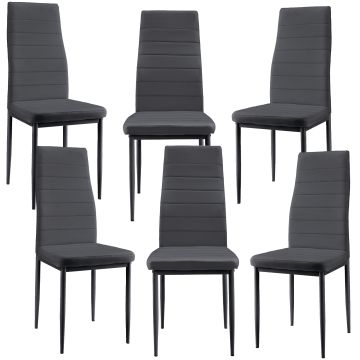 Kit de 6 x Chaises de salle à manger cuir synthétique 96x43x52 cm gris foncé [en.casa] 