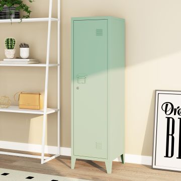 Armoire à casier Kurikka métallique vérouillable 137 x 38 x 38 cm vert pastel [en.casa]