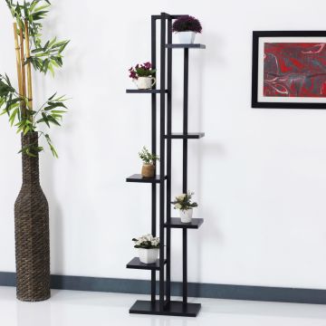 Support de plantes Somero à 6 niveaux 150 x 34 x 21 cm noir [en.casa]