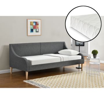 Divan Élégant Canapé Convertible en Lit Moderne Confortable Lit Simple Tissu Polyester 90 x 200 cm Gris Foncé [en.casa]