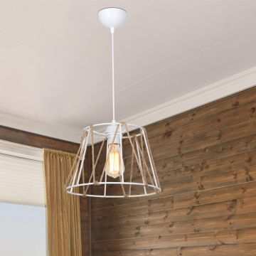 Suspension Halifax en ABS et corde de jute hauteur 60 cm E27 blanc / naturel [lux.pro]