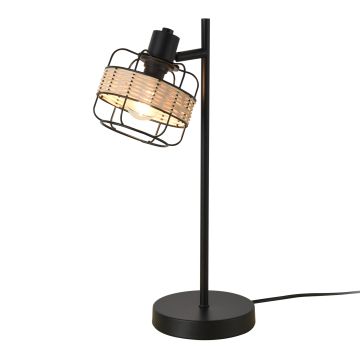 Lampe de table Shields métal rotin 42 x 20 x 14 cm noir beige lux.pro