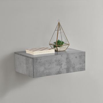 Étagère Murale pour Chambre avec 1 Tiroir Effet Béton 46 x 30 x 15 cm [en.casa] 