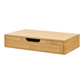 Étagère murale Bokn avec tiroir bambou 40 x 24 x 8 cm [en.casa]