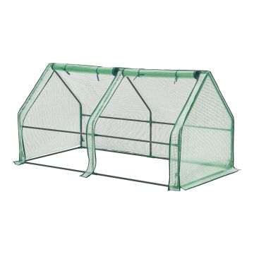 Châssis de jardin Nissewaard à 2 fenêtres en acier et polyéthylène 180 x 90 x 90 cm vert [en.casa]